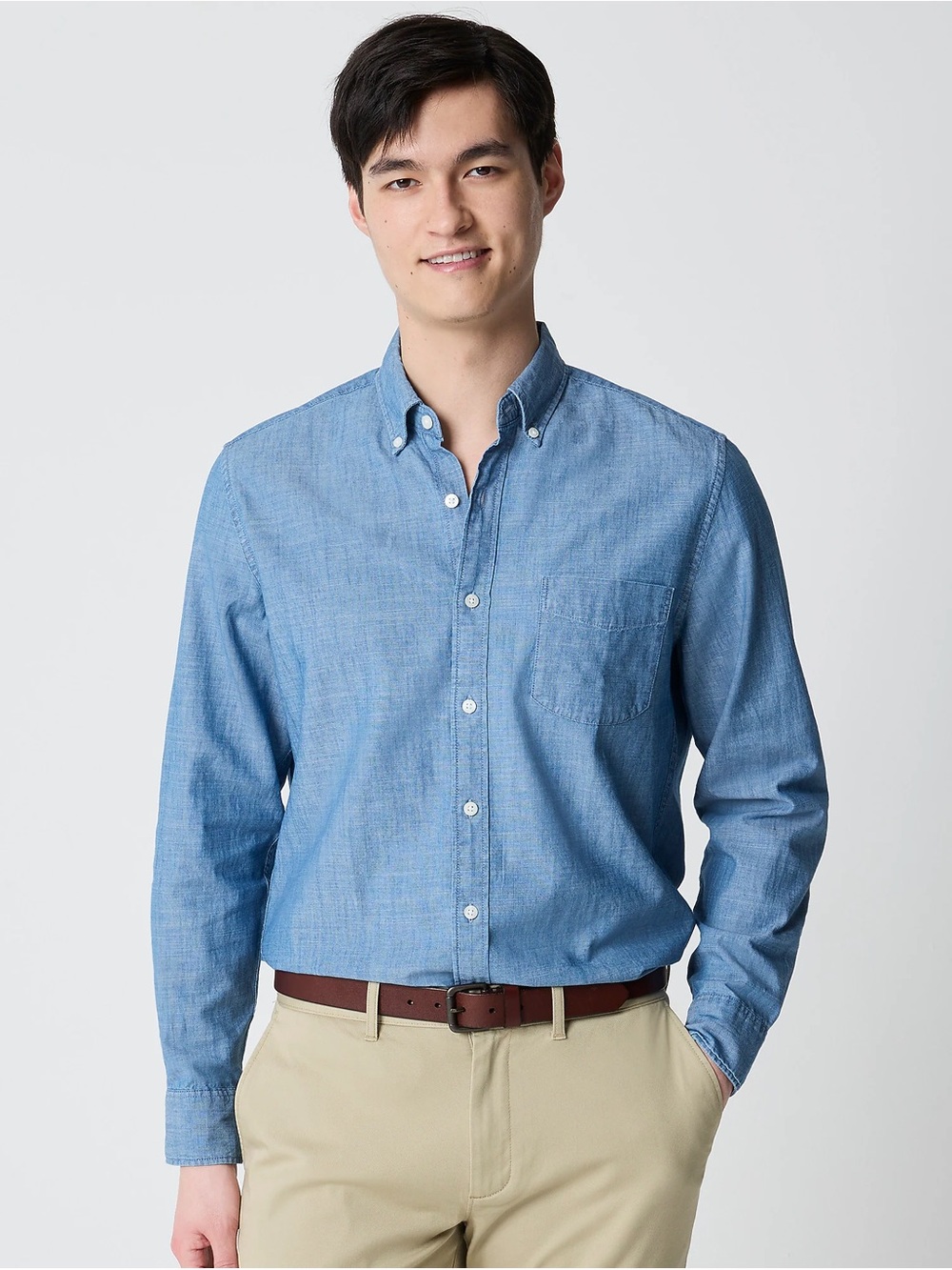 Men's Light Blue Button-Down Cotton Shirt